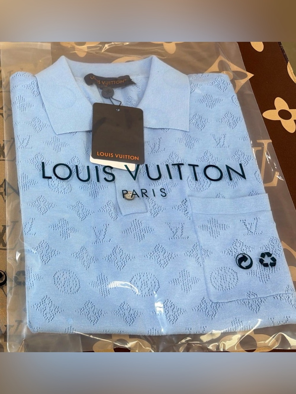 Louis Vuitton Light Blue Monogram Polo Shirt